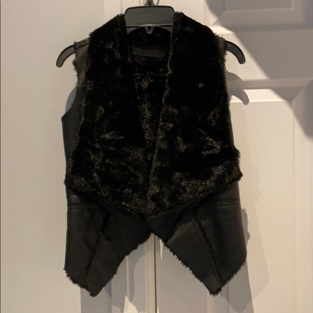 Blank NYC girls black fur vest